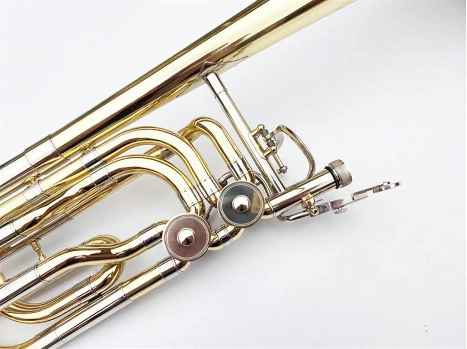 B Flat Brass Trombone, with Case, Gold Finished, Professional B Flat Bass Trombone Instrument