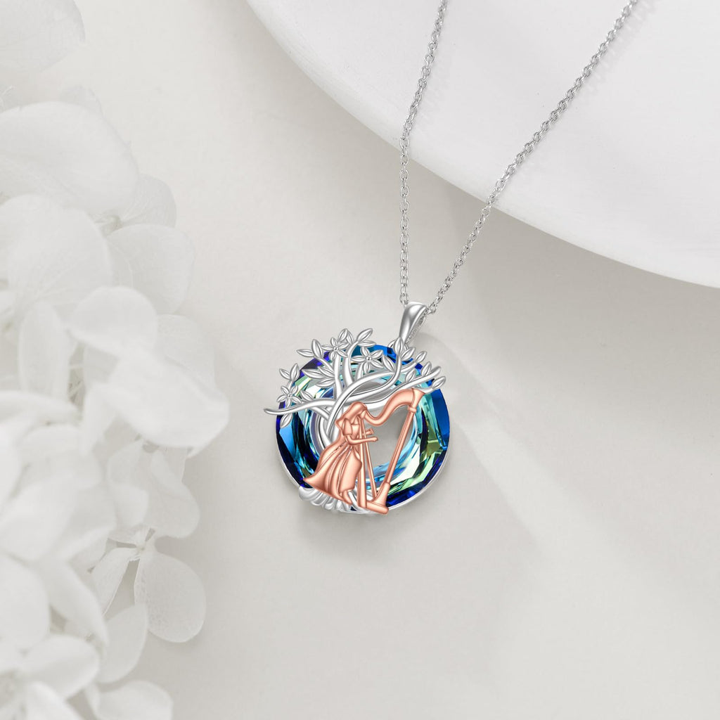 YFN Tree of Life Necklace Sterling Silver Crystal Jewelry Graduation Birthday Gifts for Women