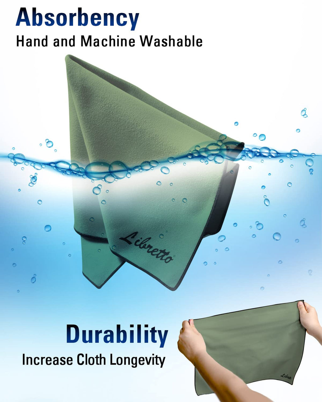 Libretto Microfiber Polish Cloth, 3 Useful Sizes in 1 Pack, Violin and Cello Cleaning & Polishing Products, Blue, Lint-Free, Super Soft, Gift, for Piano, Guitar, Ukulele, Trumpet, Saxophone, Laptop