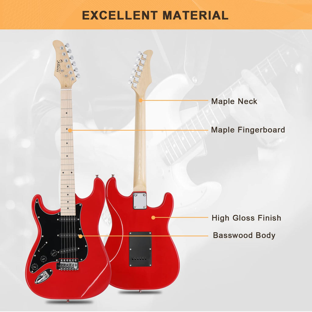 GLARRY Full Size Electric Guitar for Music Lover Beginner with 20W Amp and Accessories Pack Guitar Bag (GREEN, Left Handed 39")