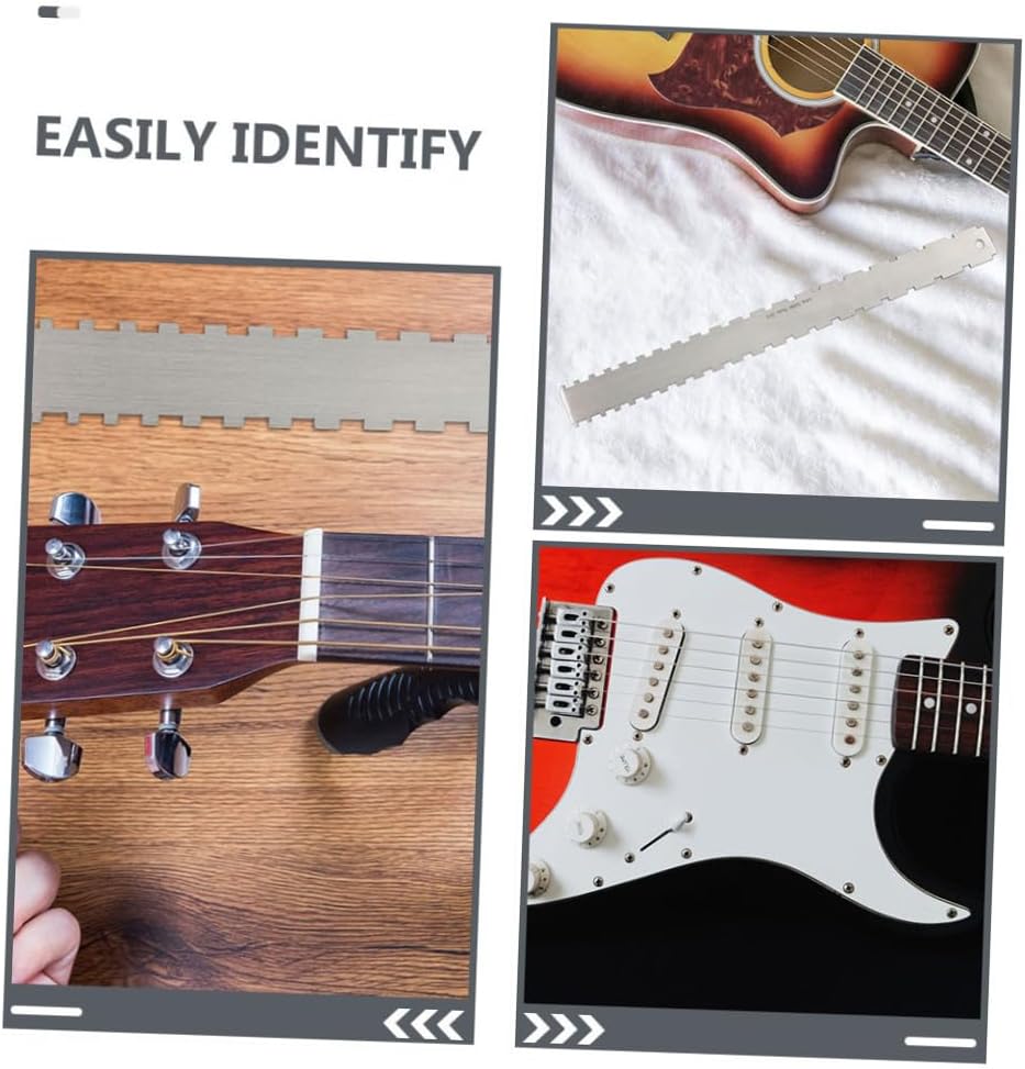 BESPORTBLE 2Sets Electric Guitar String Action Gauge Notched Straight Edge Ruler for Precise Fretboard Measurements Durable Design for Guitar Technicians
