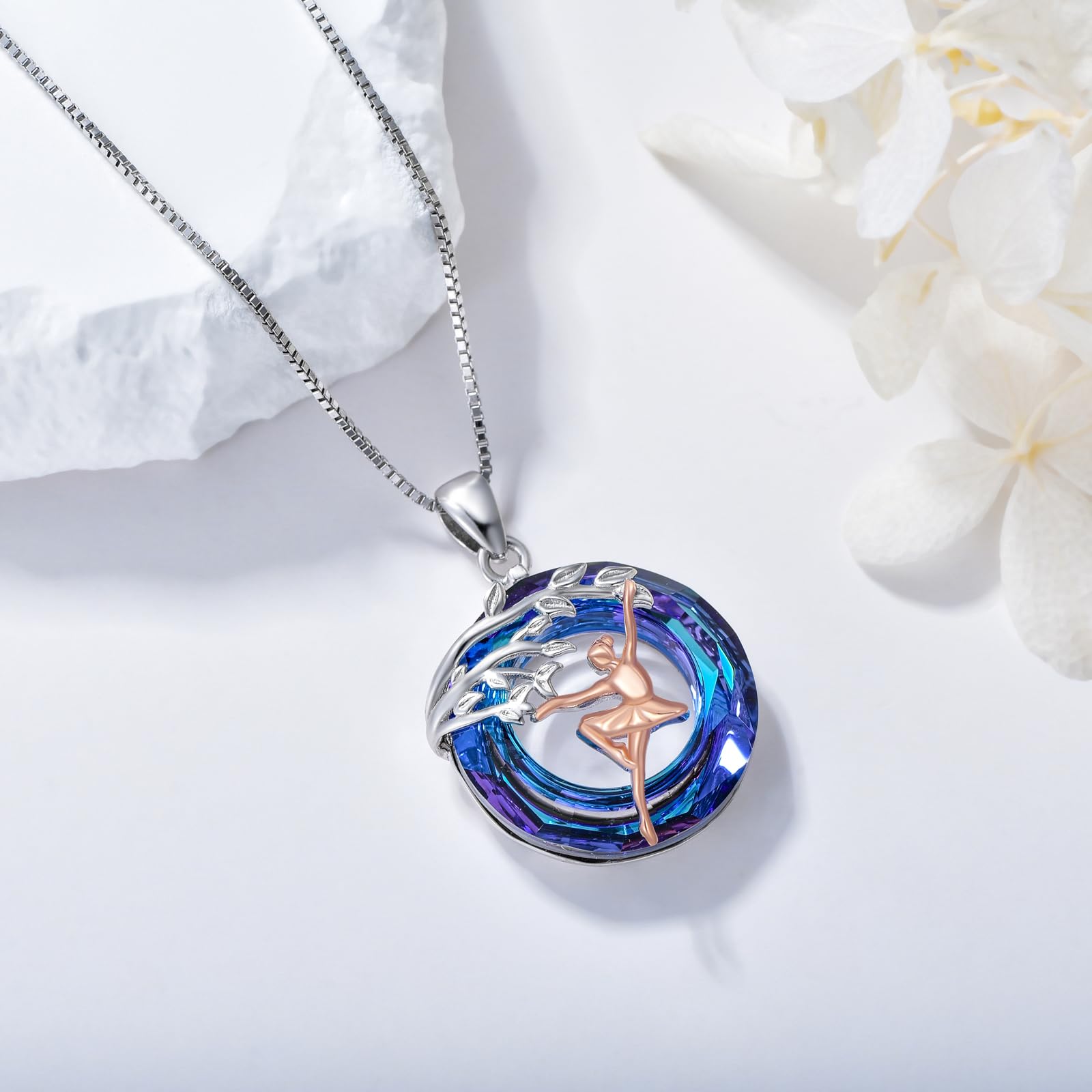 Sport/Music Necklace for Women 925 Sterling Silver Crystal Pendant Tree of Life Jewelry Gifts for Sport Players