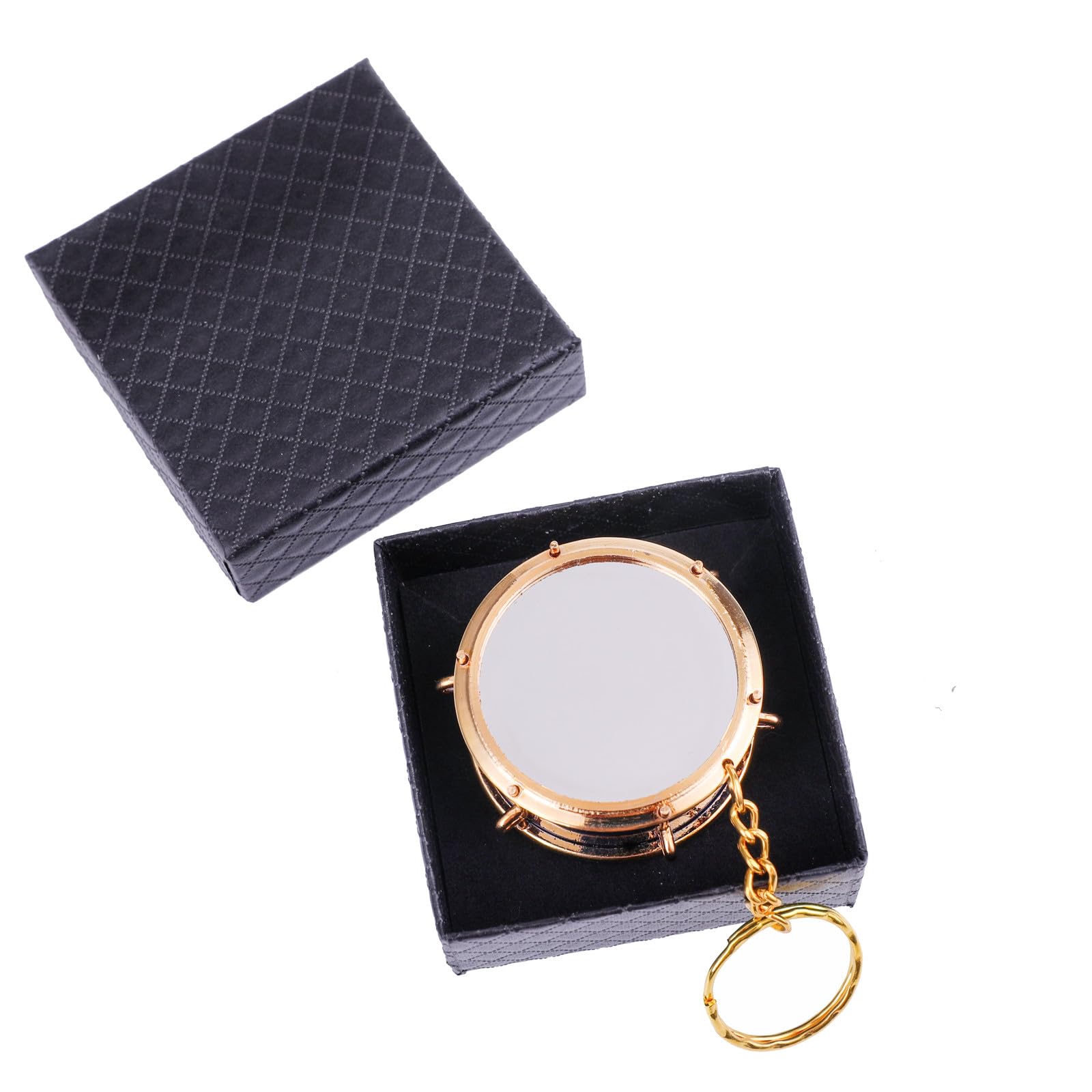 Miniature Musical Instrument Keychain with Case Brass Mini Collectible Figurines Replica Key Ring Birthday Gifts