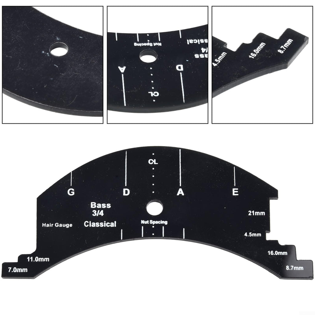 Violin For Bridge Template For Violin Cello Double Bass Multifunctional Luthier Tool For String Height Chord Distance Measurement And Repair Full Size Plastic Gauge Black(Violin 1/2)