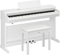 Yamaha Arius Series 88-Key Weighted Digital Piano Keyboard, Full Size, GrandTouch-E Action, CFX Concert Grand Piano Sound, 3-Pedal Unit, Bench Included, Classic Upright Design in White YDP-166WH