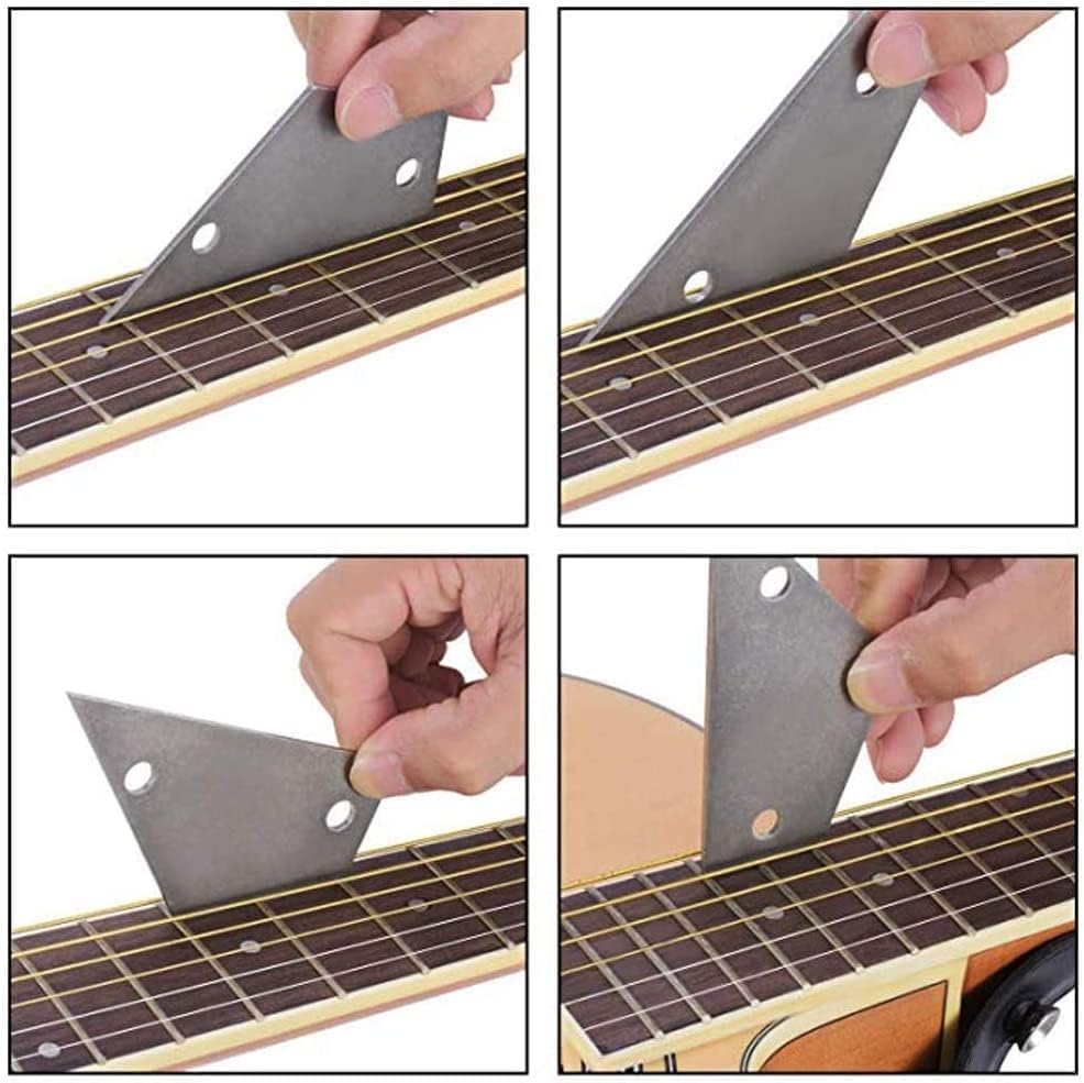 Luthiers Tool Kit Guitar Neck Notched Straight Edge String Action Gauge Ruler String Height Gauge Fret Rocker Set Up Tool for Guitar Fretboard and Frets Set of 3