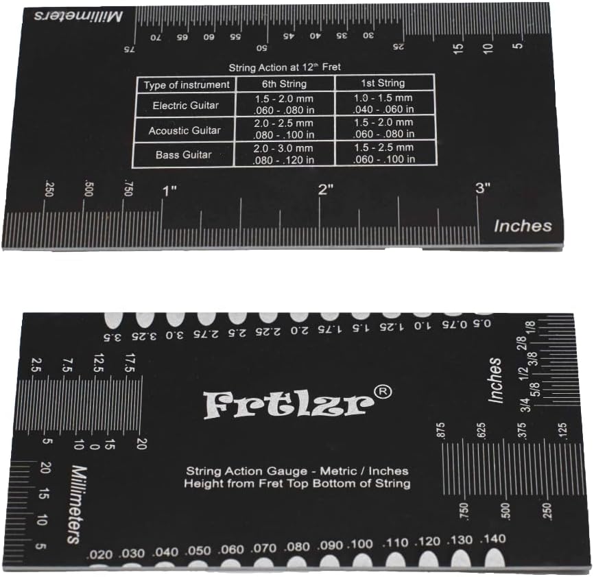 Guitar String Action Gauge, Metric/Inch Ruler, String Height Measurement Tool, Guitar Setup Tool