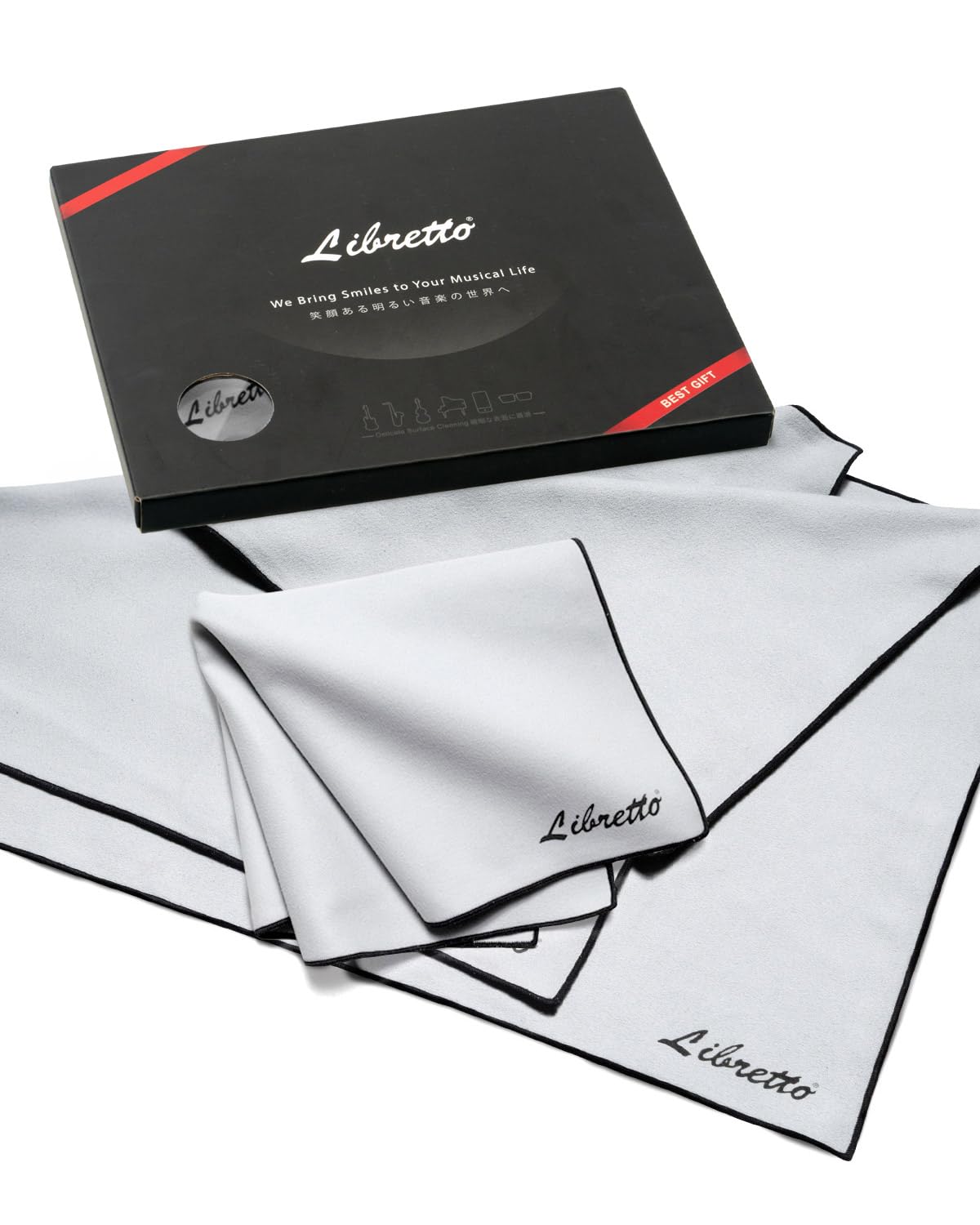Libretto Microfiber Polish Cloth, 3 Useful Sizes in 1 Pack, Violin and Cello Cleaning & Polishing Products, Blue, Lint-Free, Super Soft, Gift, for Piano, Guitar, Ukulele, Trumpet, Saxophone, Laptop