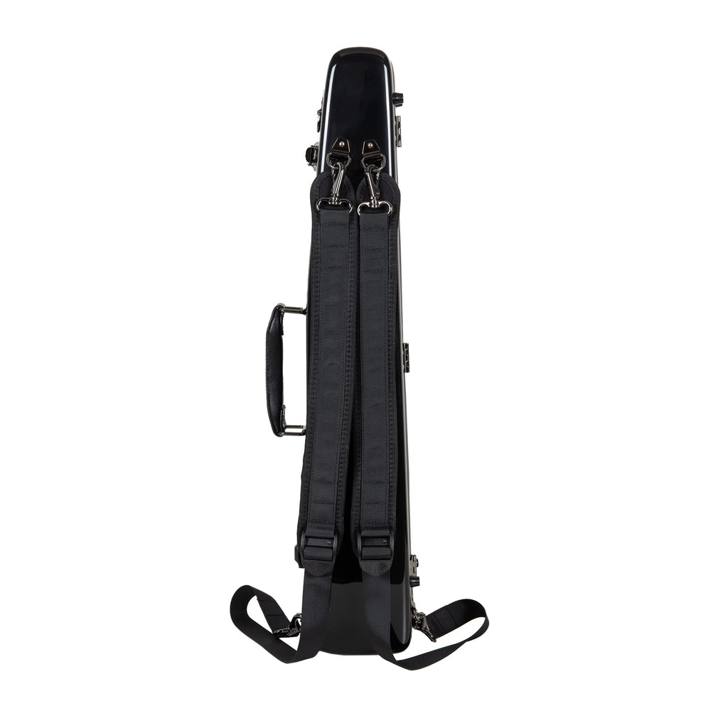 Crossrock Pro-Grade Straight Soprano Saxophone Case | Crimson Red Gloss, TSA Lock, Elite Protection, Detachable Backpack Straps, Accessory Pocket for Professional Musicians