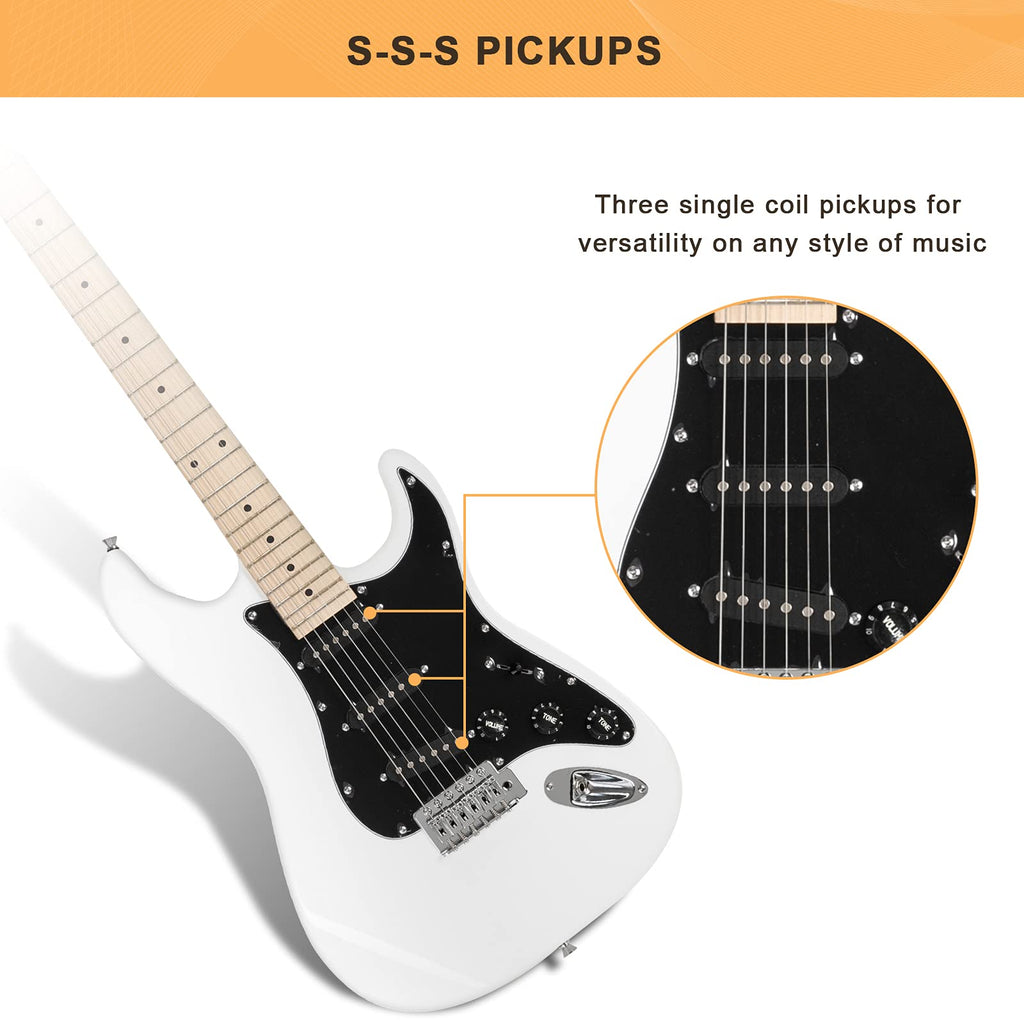 GLARRY Full Size Electric Guitar for Music Lover Beginner with 20W Amp and Accessories Pack Guitar Bag (GREEN, Left Handed 39")