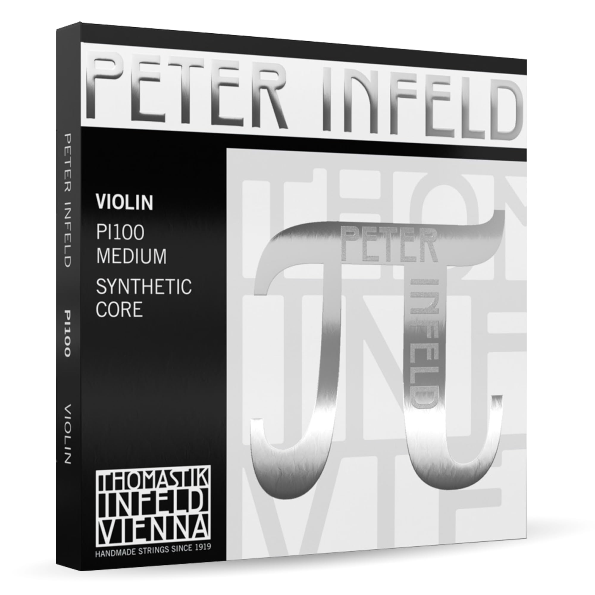 Thomastik-Infeld Peter Infeld Violin String Set, 4/4 Size, Medium Tension - PI100 - Synthetic Core A, D, G with Platinum Plated E - Outstanding Projection & Playability, Wide Range of Sound Colors