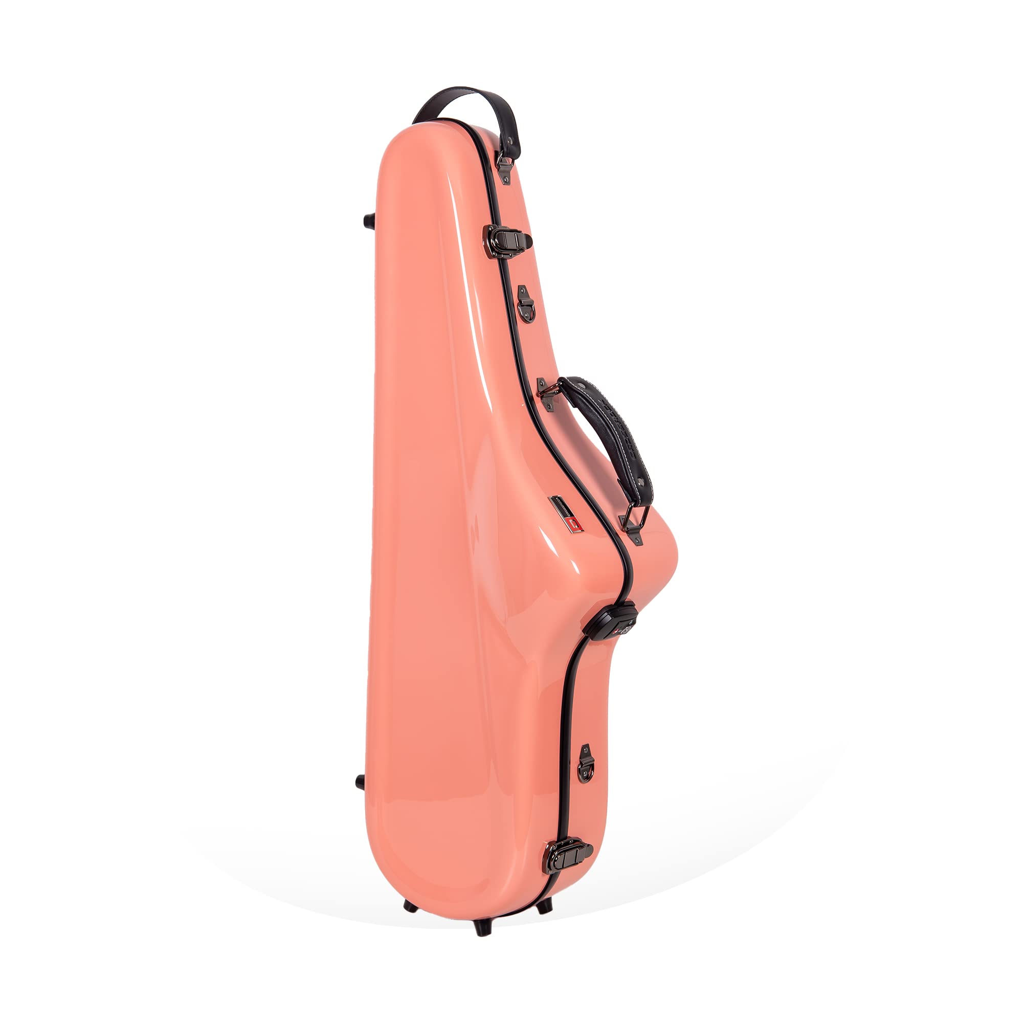 Crossrock Pro-Grade Straight Soprano Saxophone Case | Crimson Red Gloss, TSA Lock, Elite Protection, Detachable Backpack Straps, Accessory Pocket for Professional Musicians