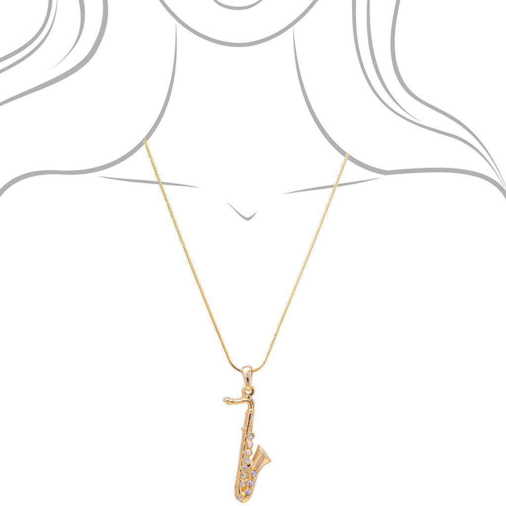 Spinningdaisy Saxophone Necklace for Women Men, Gold or Silver Plated