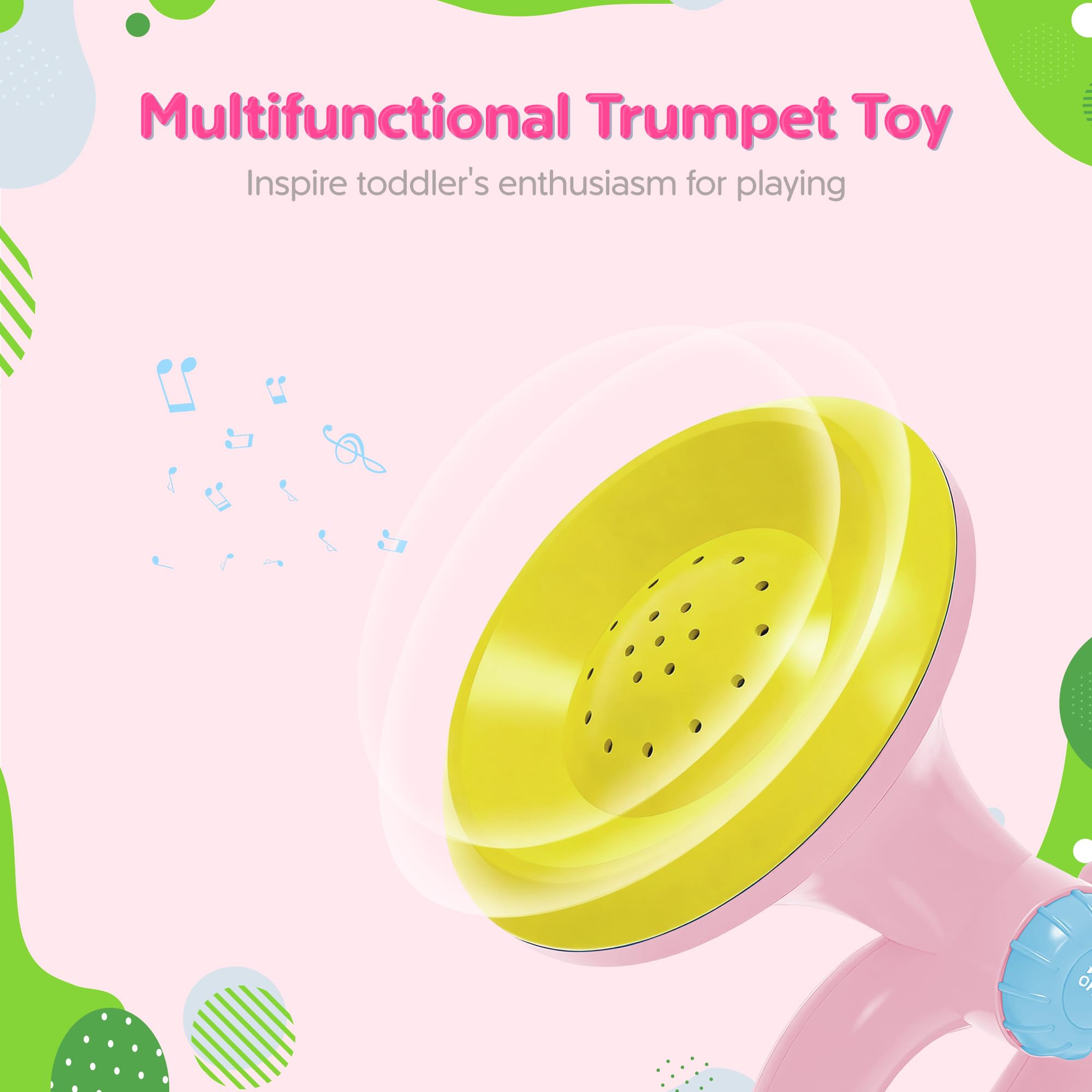 Generic Toddler Musical Trumpet Toy for Kids - 2026 Upgraded Musical Enlightenment Instrument Toy, Develops Musicality, for Boys Girls Ages 3 4 5 6 7 8, Pink