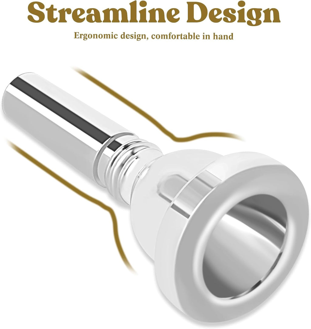 ROWELL 12C Trombone Mouthpiece Silver Plated with Vacuum Packing Fits Small Bore Trombones, Alto Trombone, Ideal for Beginner