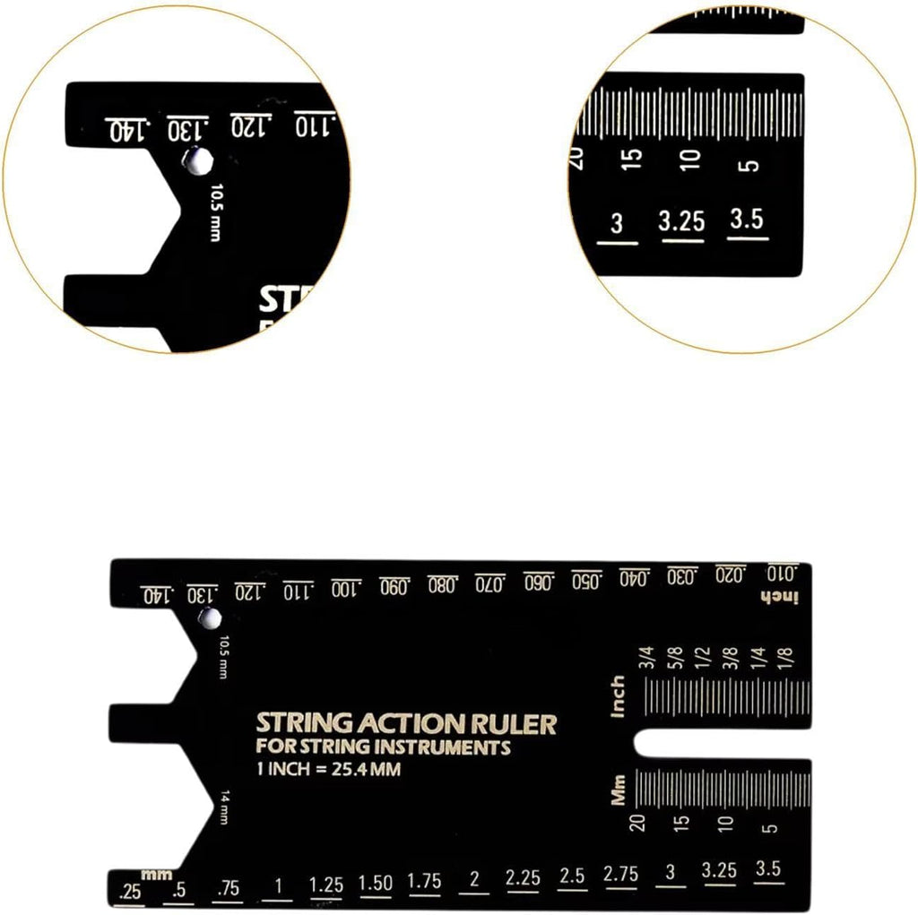 predolo String Measurement Tool for Guitar Setup, Action Ruler for Bass And Mandolin, Black A