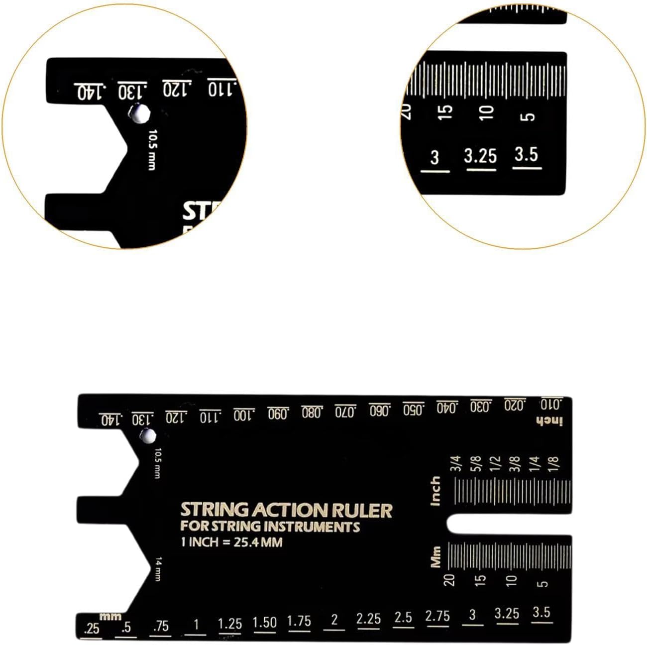 predolo String Measurement Tool for Guitar Setup, Action Ruler for Bass And Mandolin, Black A