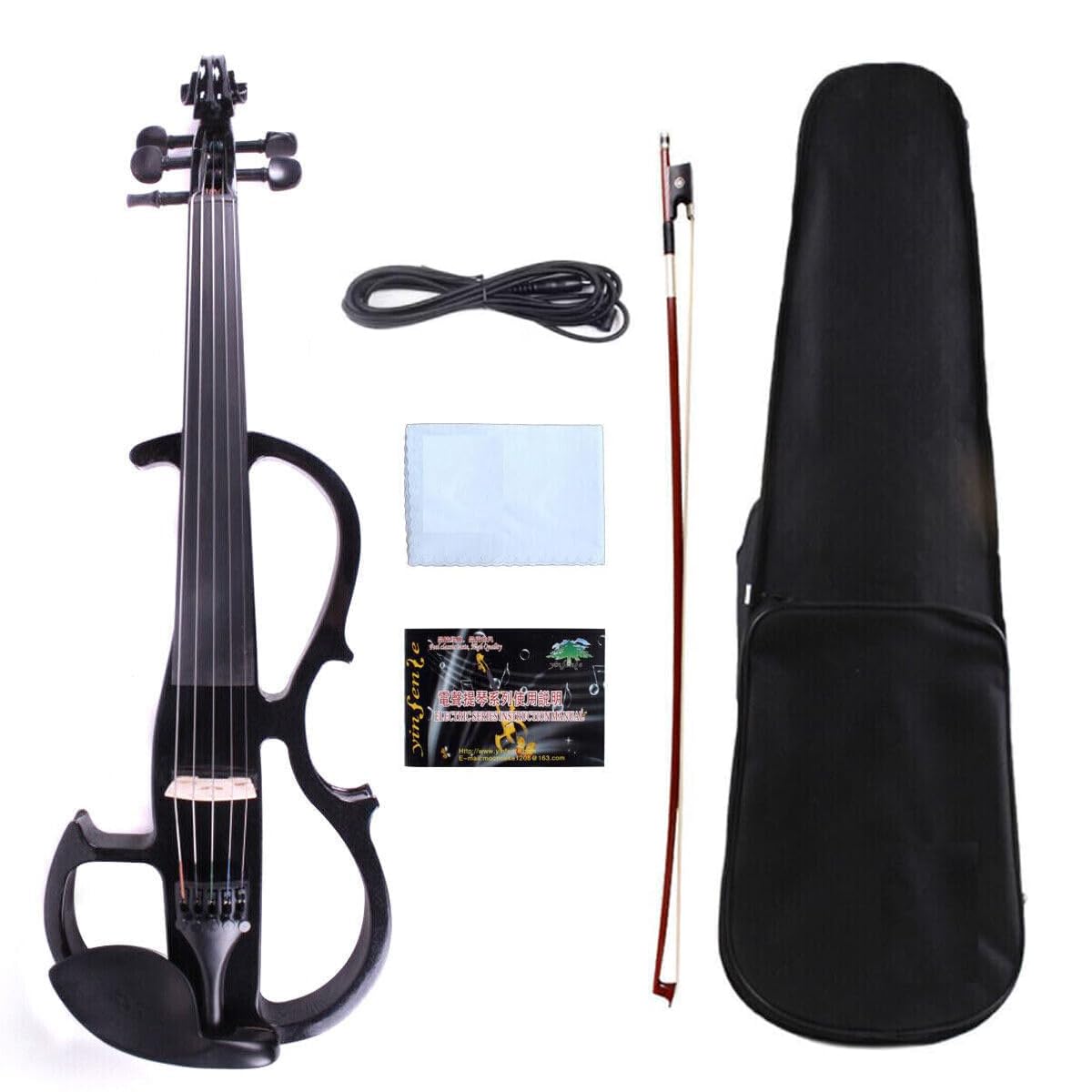 Vetimobato 16 Inch Silent Electric Viola Set- Solidwood Body with Ebony Fittings Metallic Coating Full Viola Set for Beginner Practice Professional Performance and Studio Recording (Blue, 4 String)