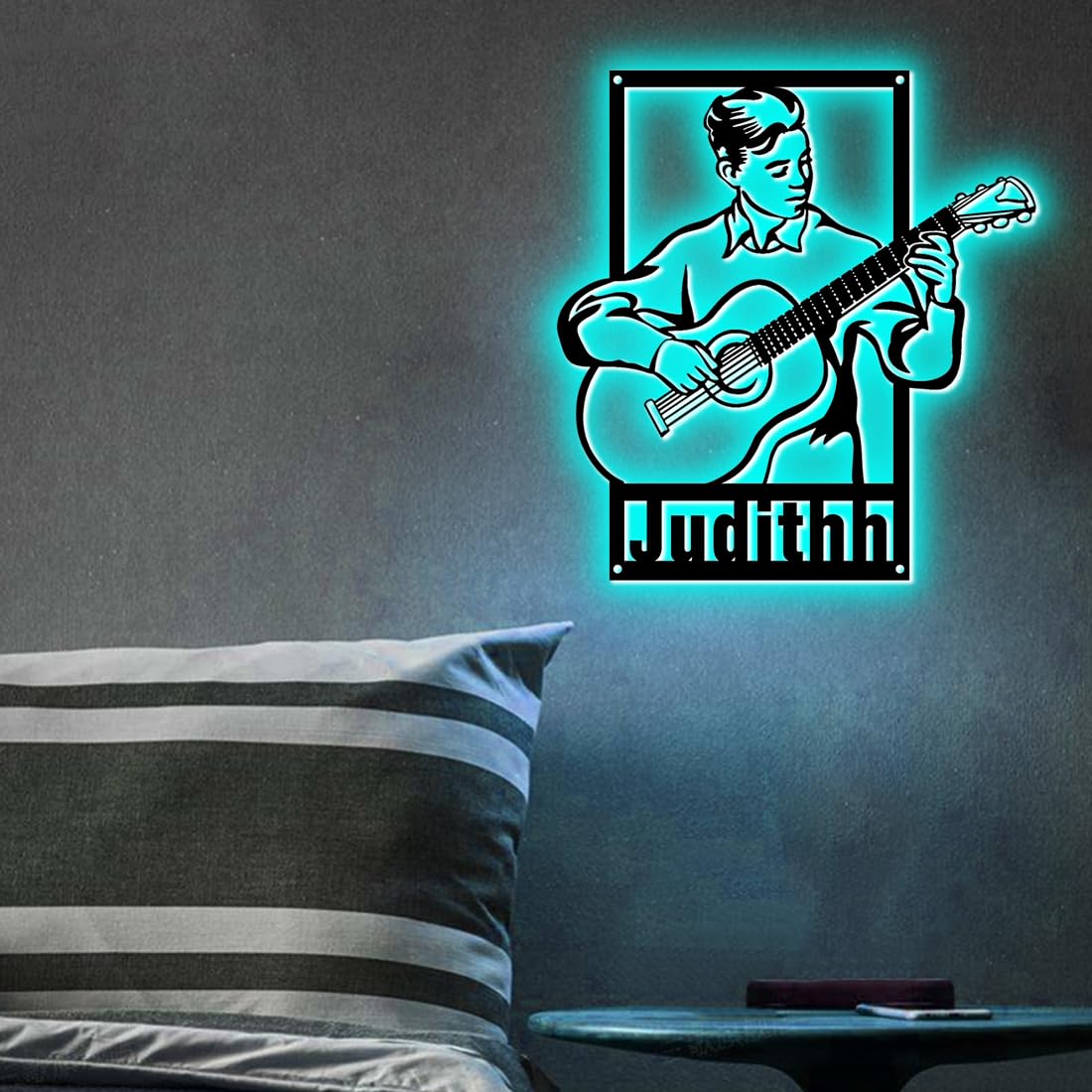 Personalzied Guitarist Name Wall Sign LED Lights Custom Cello Wall Art Music Neon Sign Electric Guitar Night Light Rock DJ LED Lamp Music Studio Plaque Musical Shed Name Plaque for Teacher