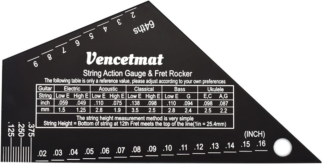 Guitar String Action Gauge, String Height Ruler, Guitar Fret Rocker, Fret Leveling Guide, Buzzing Fret Catcher, 1mm Thickness, Laser Etching, High Precision Graduations,Luthier Tools