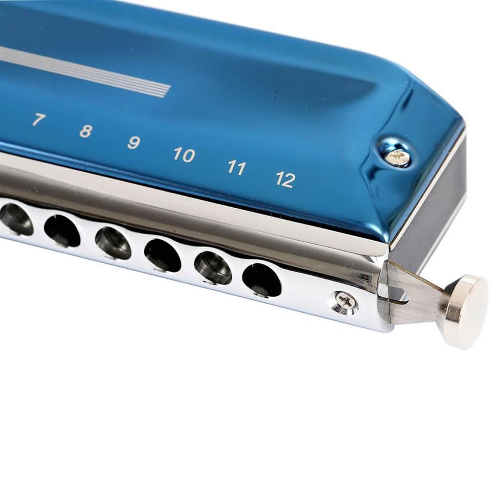 Chromatic Harmonica Performer Mouth Organ Harp Key Of C Musical Instruments 12 16 Holes 48 64 Tone Harmonica Professional (Color : 12-Bb)
