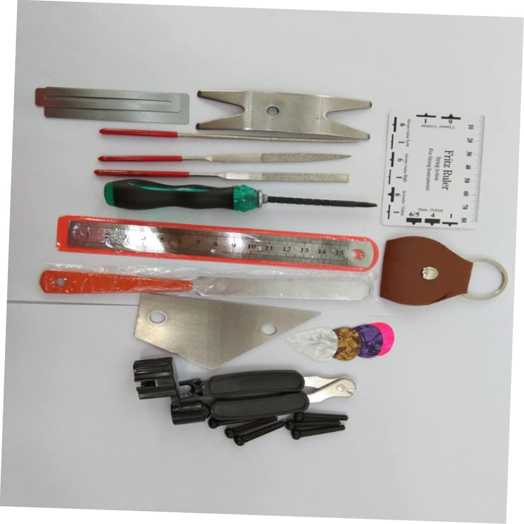 Toyvian 24pcs Guitar Repair Tool Kit String Cutter Fret File Action Ruler Fingaorad Guard for Electric Classical Guitars Maintenance Setup Accessories
