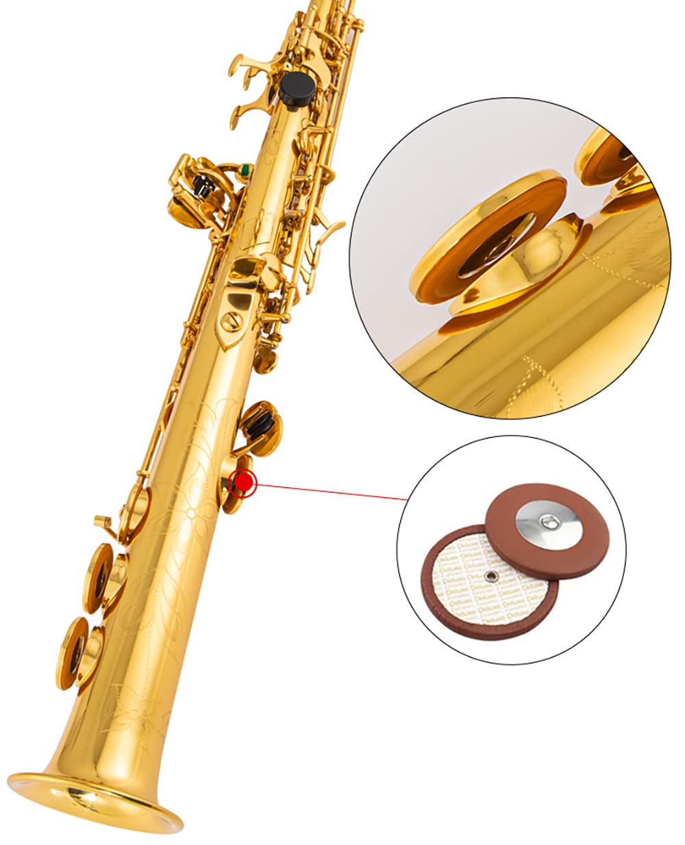 Soprano Saxophone SAX Bb Brass Lacquered Gold Body and Keys Woodwind instruments (gold)