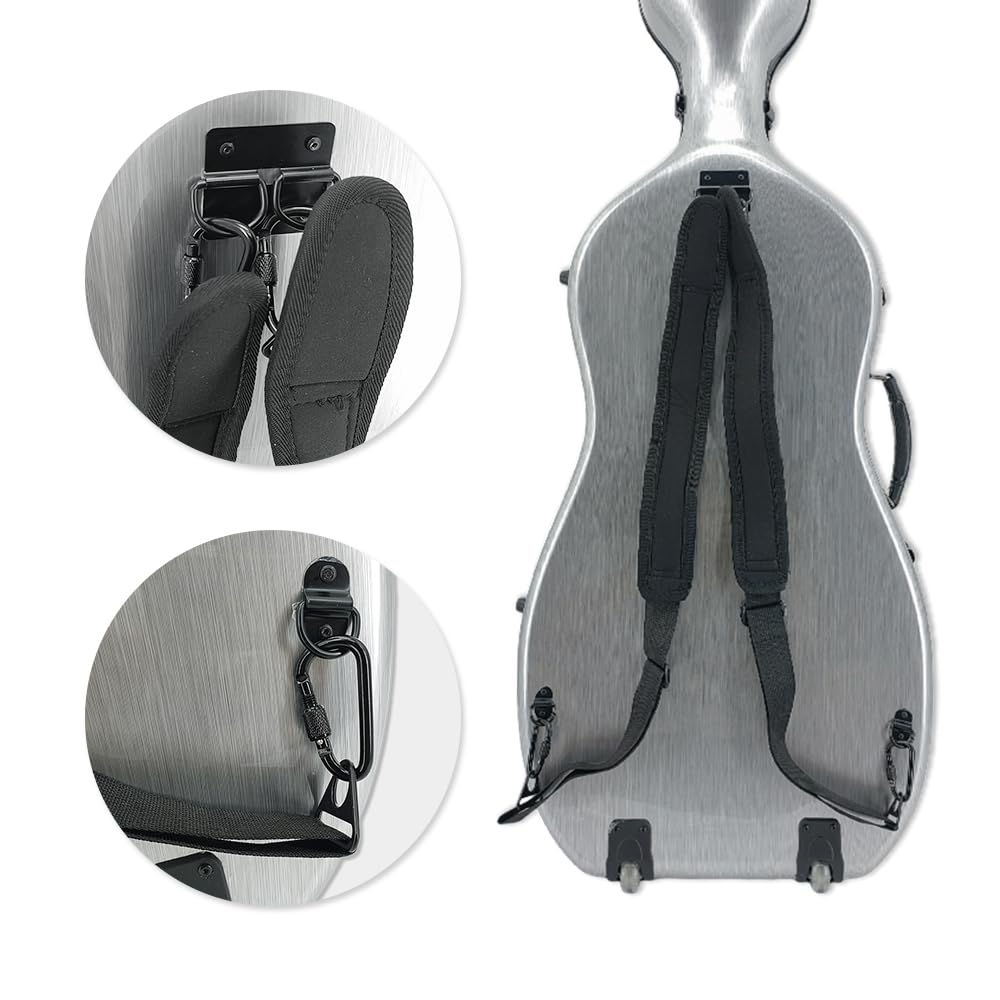 Cello Case 1/2 size With Wheels Carbon Fiber Lightweight Durable Hard Shell Travel Case,Waterproof with Carry Straps Gift for Birthday/Christmas (white)