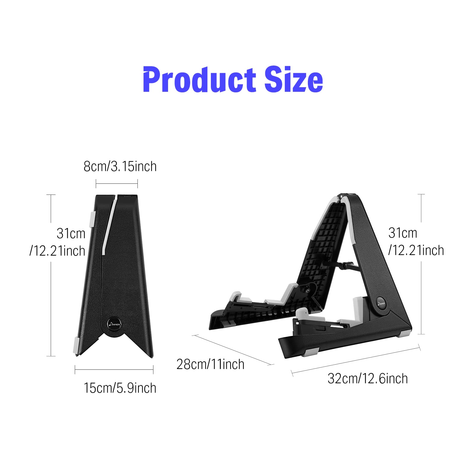 Donner Wood Guitar Stand, Acoustic Electric Wooden Guitar Floor Stand, A Frame Folding Guitar Holder Adjustable for Bass, Cello, Mandolin, Banjo, Ukulele