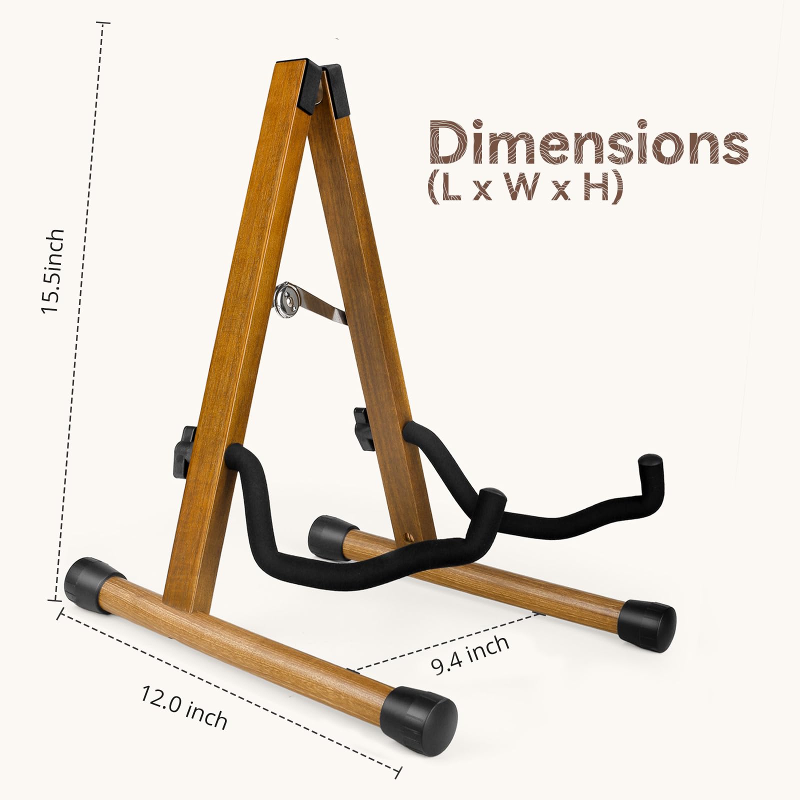 KingPoint Guitar Stand, Guitar Floor Stand, Acoustic Electric Wooden A Frame Folding Guitar Holder Adjustable for Bass, Cello, Mandolin, Banjo, Ukulele (Acacia)