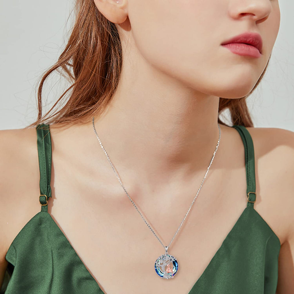 YFN Tree of Life Necklace Sterling Silver Crystal Jewelry Graduation Birthday Gifts for Women