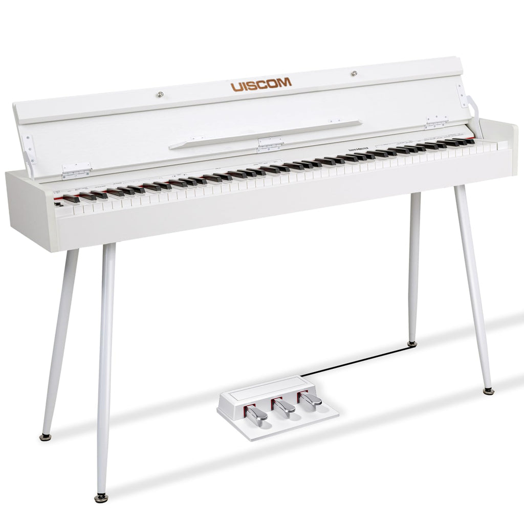 UISCOM 88 Key Weighted Digital Piano - Wooden Desk Electric Piano Transforms Between Desk and Vanity - Progressive Hammer-Action Keyboard, Perfect for Beginners with MIDI Functionality