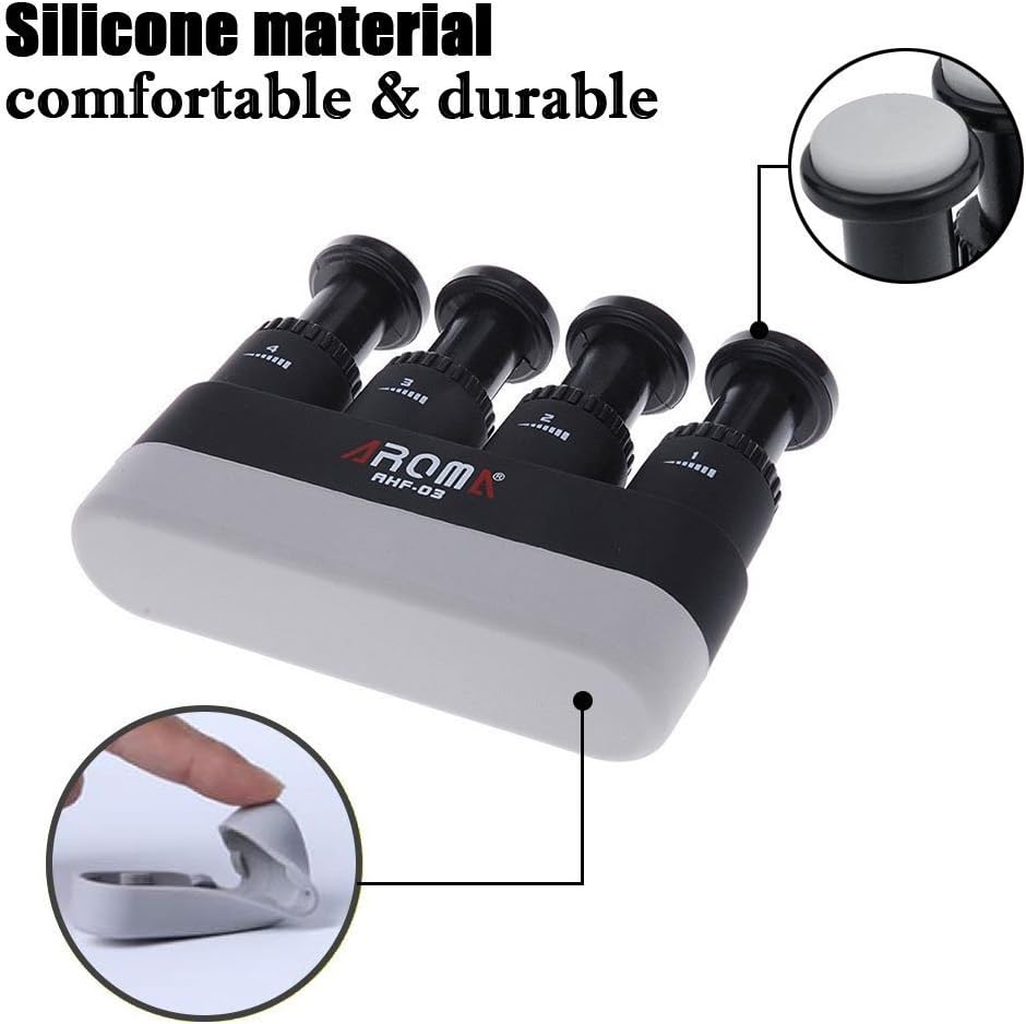 Finger Strengthener,4 Tension Adjustable Hand Grip Exerciser Ergonomic Silicone Trainer for Guitar,Piano,Trigger Finger Training, Arthritis Therapy and Grip, Rock climbing (AHF-03)