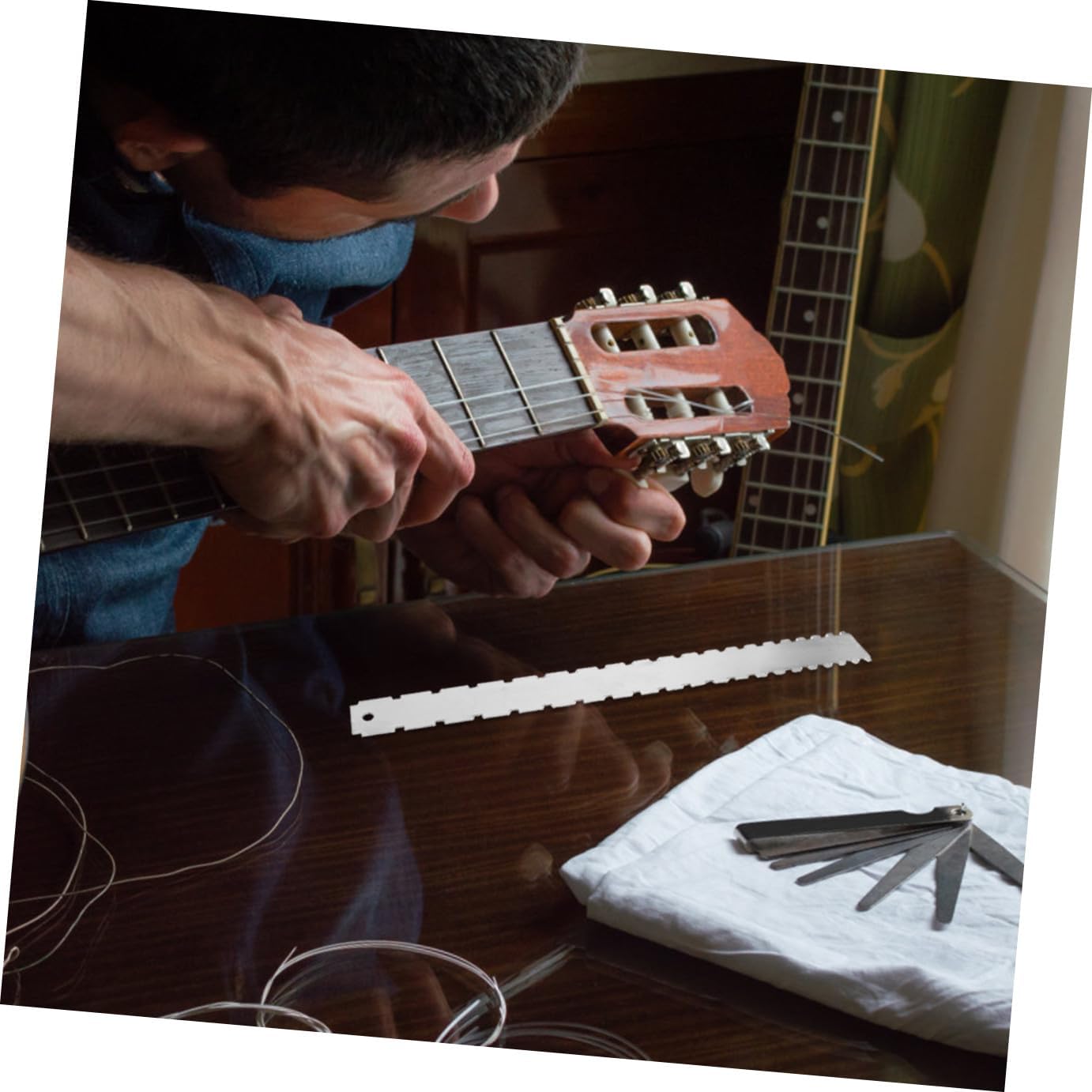 Levemolo Guitar Radius Gauge and String Action Ruler Set, Steel Luthier Setup Tool for Electric Guitar and Bass, String Height and Fretboard Measurement Instrument for Repair