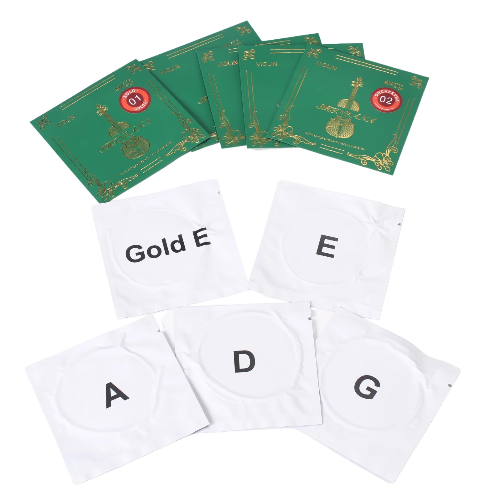 Violin Strings 4/4 Full Set, 4/4 Violin Strings Replacement,Long-Lasting Durability & Rich Tone - Handcrafted with Premium Materials- For All Levels (3/4 Scale)