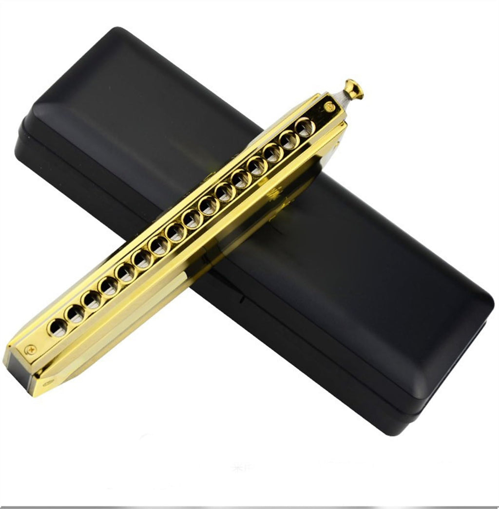 16 Holes 64 Tone C Key Chromatic Harmonica Professional Wind Musical Instruments With Case Beginner Harmonica (Color : Silver)
