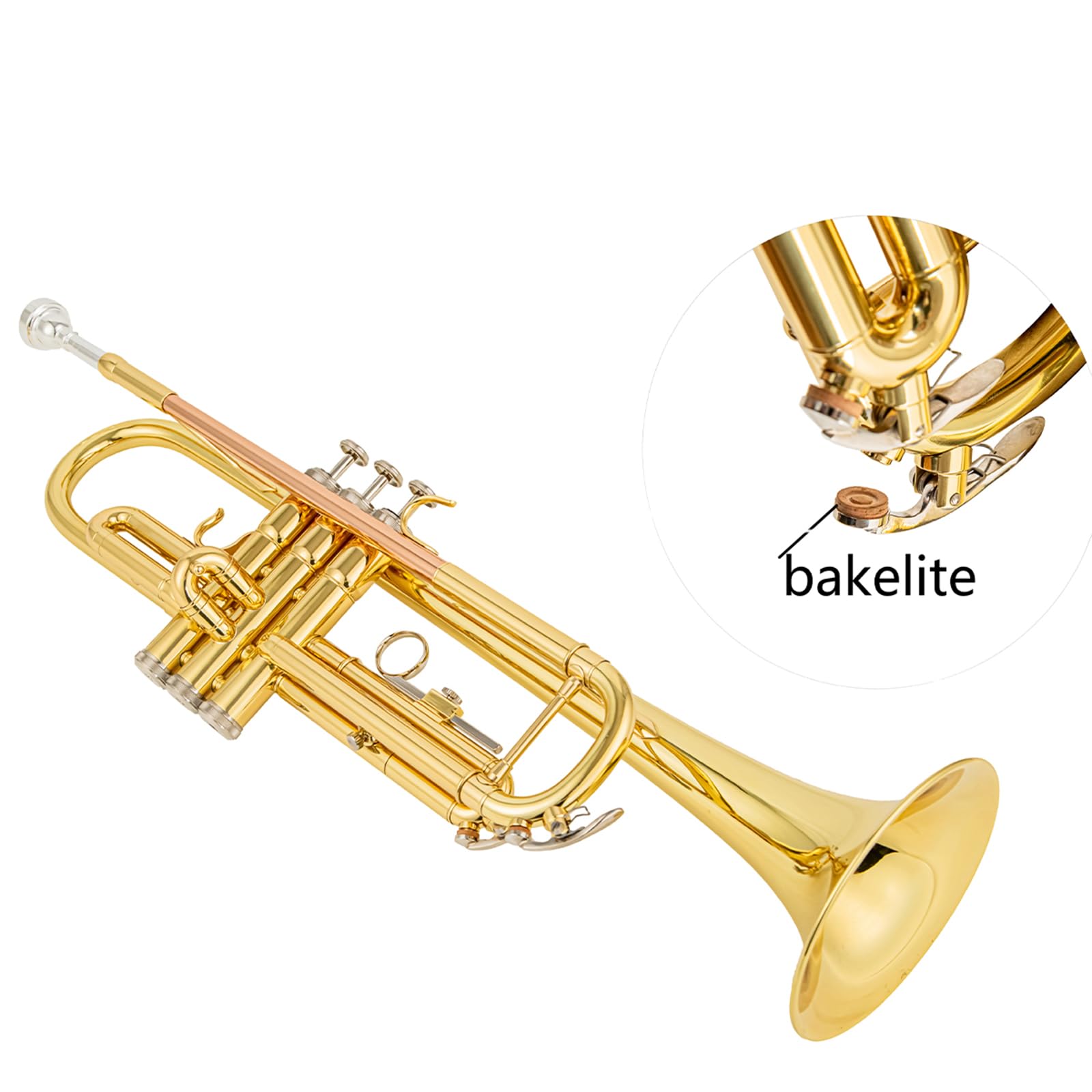 Bb trumpets red gold brass leadpipe mouthpipe advanced student professional trumpet Musical Instruments For Beginner Adults (710 gold brass)