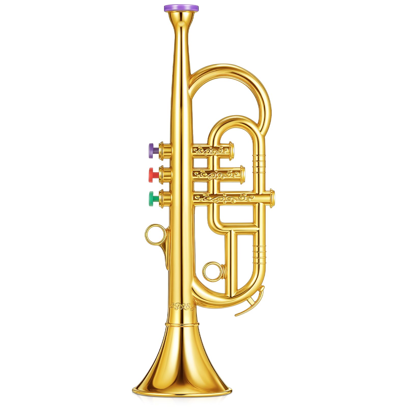 Lewtemi Gold Trumpet Musical Instruments Toy for Kid Toddler Fake Plastic Preschool Music Toy Gift Non-Professional Wind Instrument Early Educational Teaching Songs Gifts for Toddlers Children