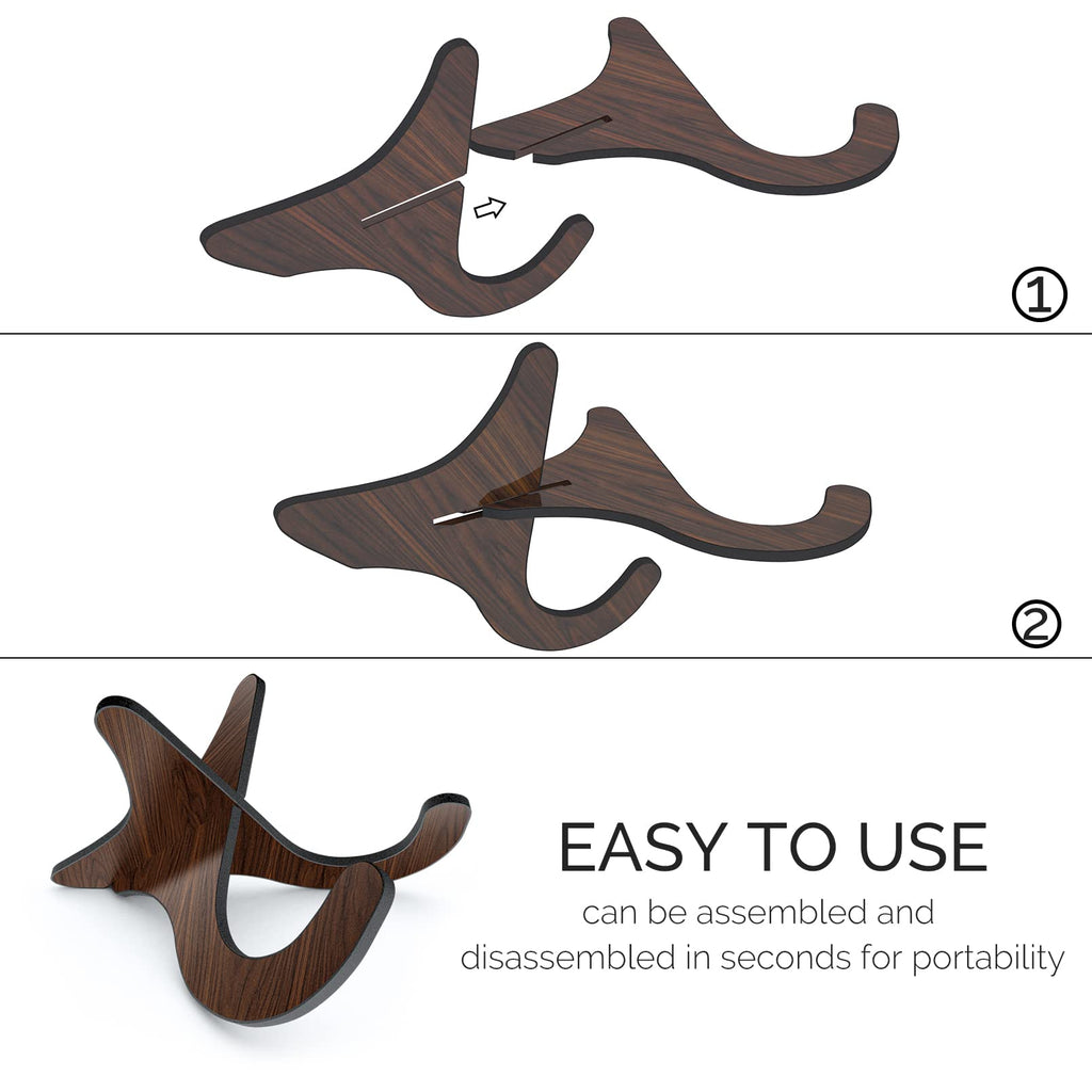 6Pair Wooden Ukulele Stand Violin Mandolin Folding Portable Stand Sapele