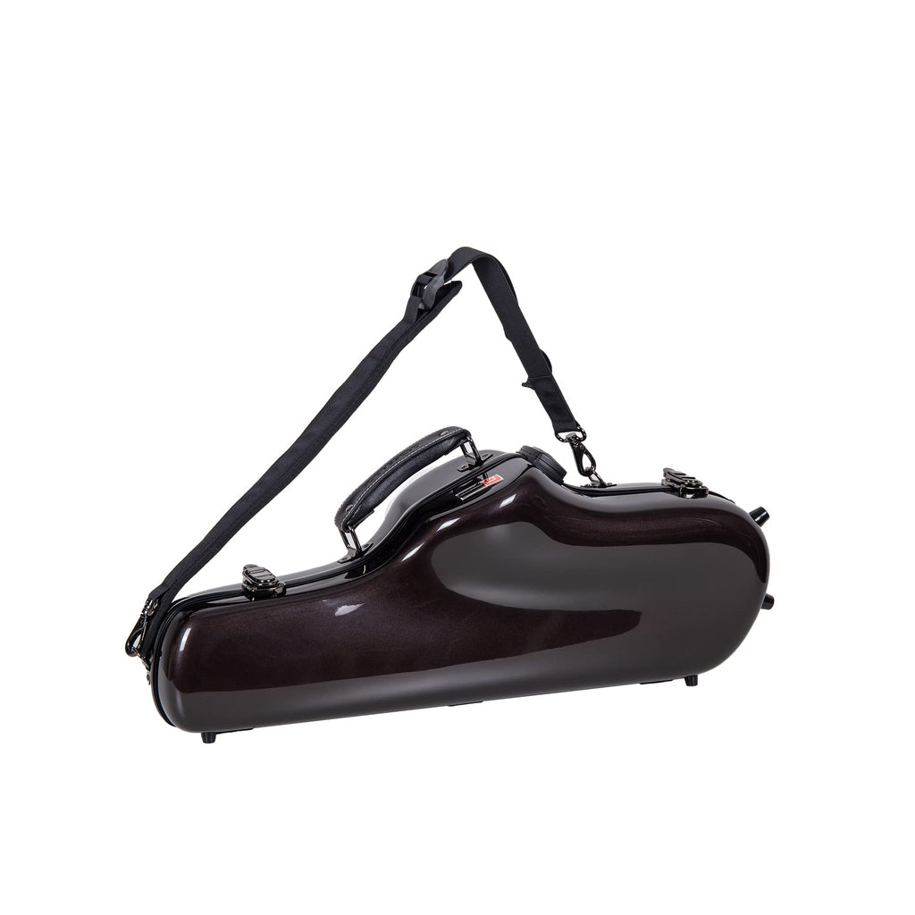 Crossrock Pro-Grade Straight Soprano Saxophone Case | Crimson Red Gloss, TSA Lock, Elite Protection, Detachable Backpack Straps, Accessory Pocket for Professional Musicians