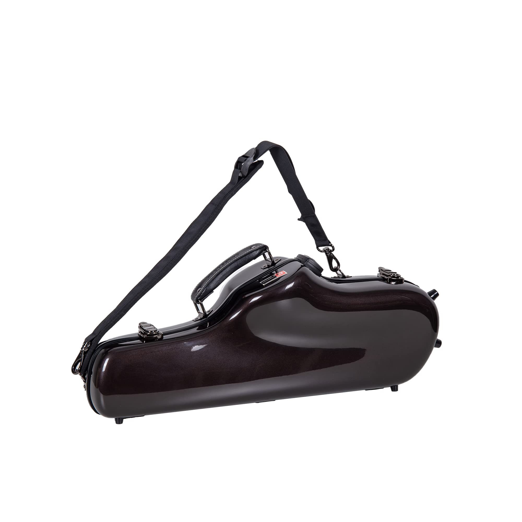 Crossrock Pro-Grade Straight Soprano Saxophone Case | Crimson Red Gloss, TSA Lock, Elite Protection, Detachable Backpack Straps, Accessory Pocket for Professional Musicians