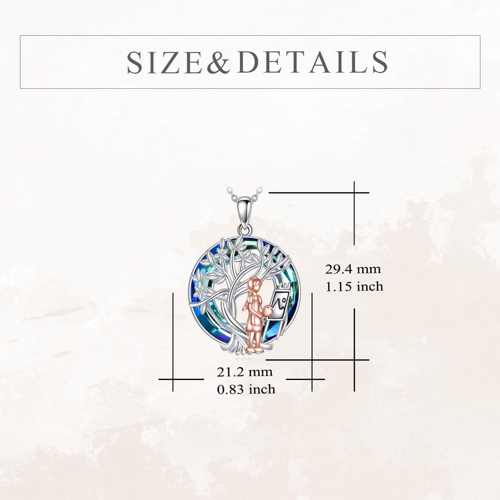 YFN Tree of Life Necklace Sterling Silver Crystal Jewelry Graduation Birthday Gifts for Women