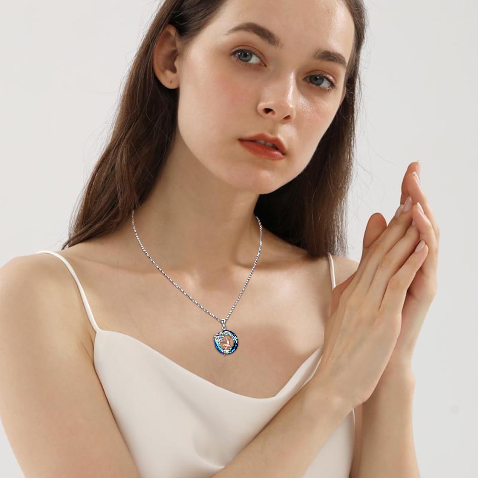 Sport/Music Necklace for Women 925 Sterling Silver Crystal Pendant Tree of Life Jewelry Gifts for Sport Players