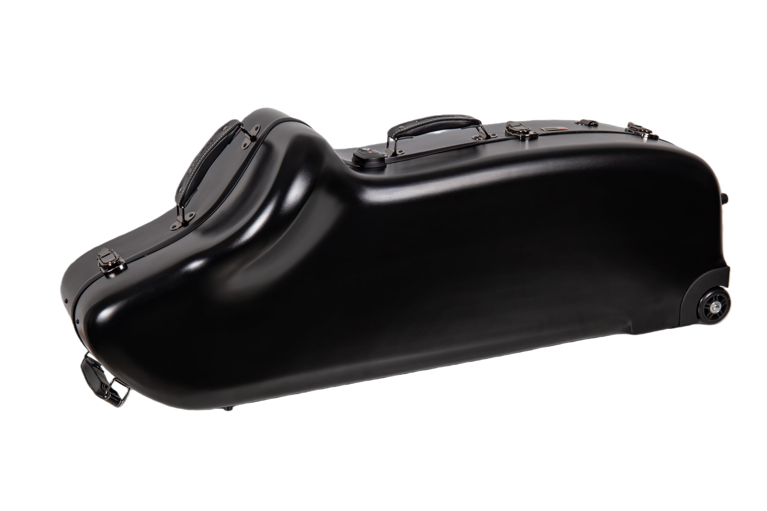 Crossrock Low A Baritone Saxophone Case with Wheels | Polycarbonate Hard Shell, TSA Lock, Anti-Scratch Finish, Neck & Mouthpiece Storage–Black (CRF4050BSBK)