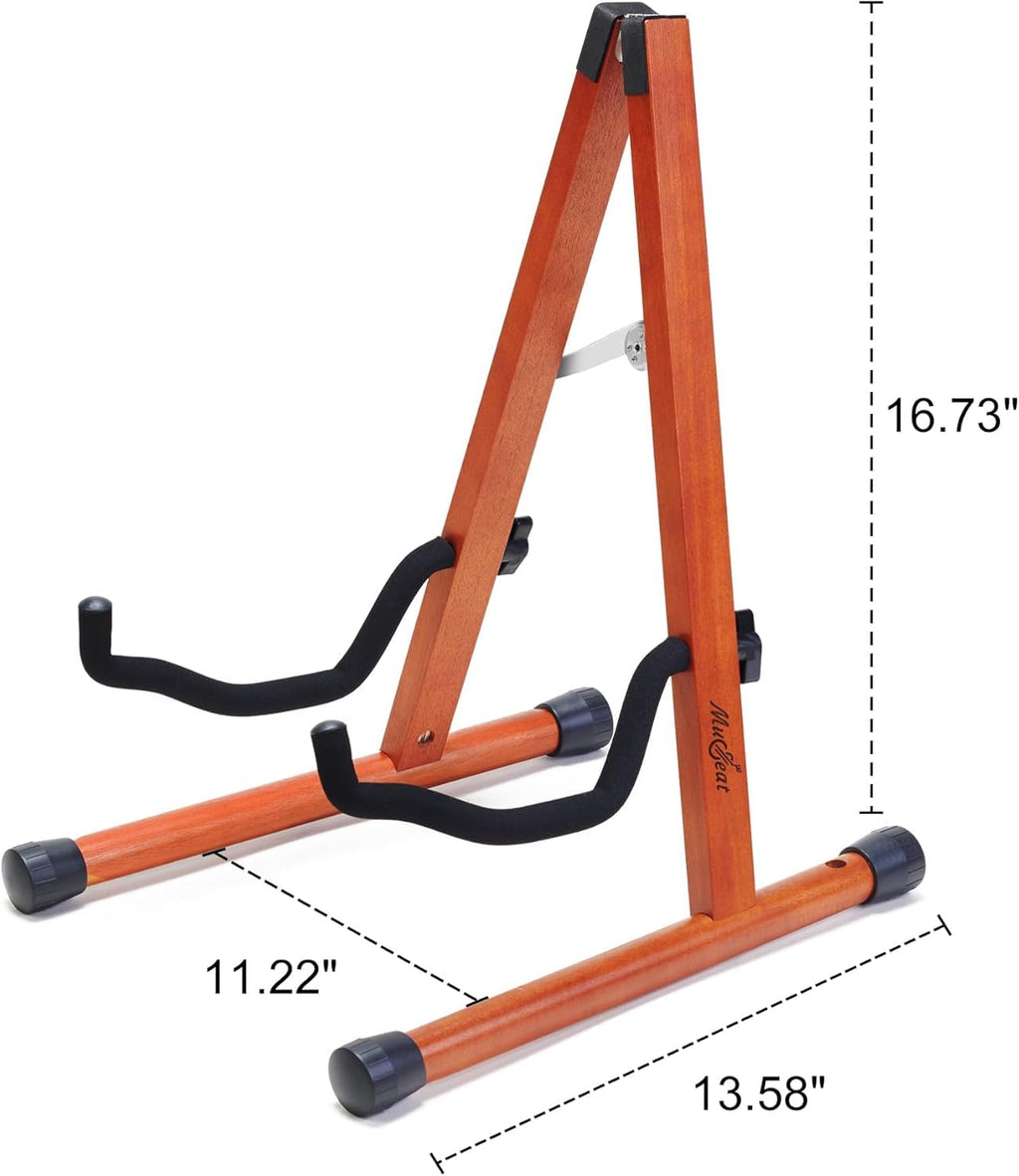 Cello Stand with Bow Holder, Mahogany Wooden A-Shape Floor Stand with Padded Foam, Handcrafted Cello Rack Fits 1/2, 3/4, 7/8, 4/4 Full-Size and Guitar, Instrument Holder for Home and Studio Display
