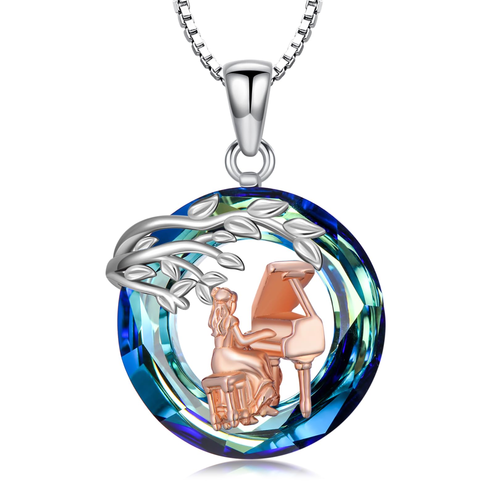 Sport/Music Necklace for Women 925 Sterling Silver Crystal Pendant Tree of Life Jewelry Gifts for Sport Players