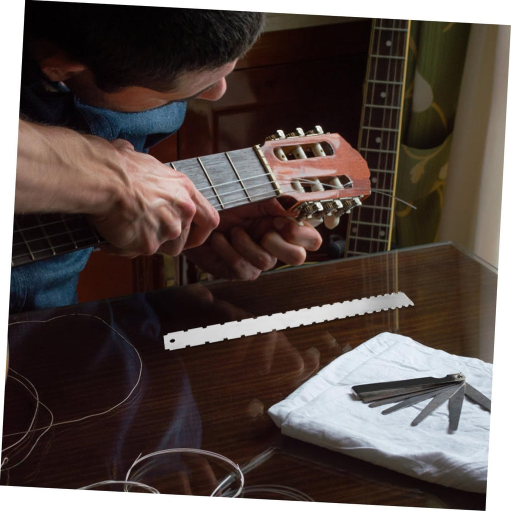 Ciieeo Guitar Radius Gauge and String Action Measuring Tool Metal Ruler for Electric and Bass Guitar Setup with String Height and Nut Gap Precision Feeler
