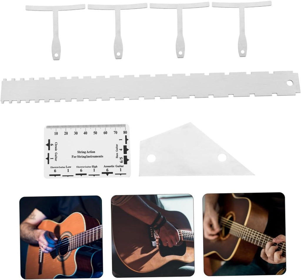 Kit completo de herramientas de luthier para guitarra, calibre de radio, regla de acción, bordes rectos para reparación de guitarra, 12 uds