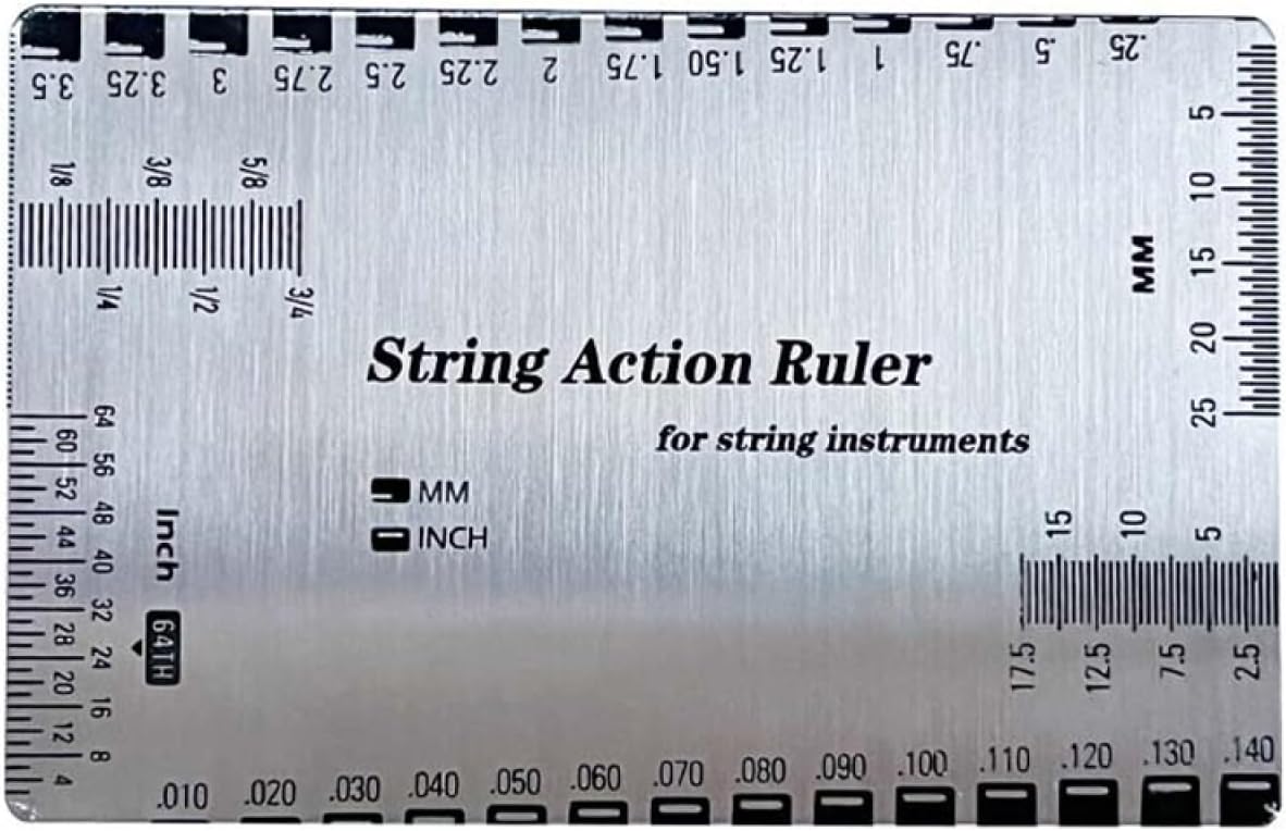 Compatible with String Action Gauge Ruler, Stainless Steel Guitar Setup Tool Height Measuring for Electric Bass and Acoustic Mandolin Banjo