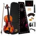 Rhythm Violin Set for Beginners,Acoustic Violins Starter Kit Package for Student,Beginners Fiddle with Hard Case, Rosin, Shoulder Rest, Bow, and Extra Strings (NATURAL, Full)